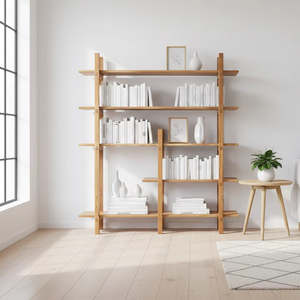 Étagère en bois massif, fabriquée en bois naturel, au design minimaliste, structure robuste et solution de rangement élégante pour tout espace. - Product Image 4