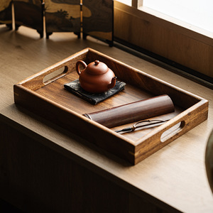 Guanlan Walnut Wood Rectangular <b>Tea</b> <b>Tray</b> Solid Wood <b>Tea</b> Serving <b>Tray</b> Elegant Design For <b>Tea</b> Set Storage - Product Image 4