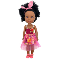 Vente en gros de poupées pour enfants personnalisées à la mode, poupées en silicone de 14 pouces, poupées noires en vinyle, poupées bébés afro-américaines avec des cheveux bouclés