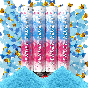 Presentazione del genere Baby Shower mostra Blaster colore rosa o blu Holi polvere fumo carta mista coriandoli cannone pop pistola decorazione per feste - Product Image 2