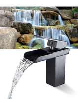 Robinet de lavabo HLK de style moderne en acier inoxydable avec valve en céramique, type cascade, à poser sur le comptoir, finition chromée, vente en gros