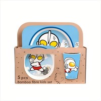 2025 nouveauté dessin animé Animal fibre de bambou ensemble de salle à manger enfants bébé assiette bol ensemble vaisselle biodégradable