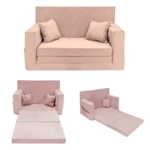 Canapé modulaire en velours Teddy pour enfants, canapé de salon, canapé-lit convertible, futon paresseux, canapé pliant, canapé-lit pliant