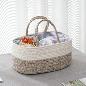 Cesta organizadora de cuerda de algodón con asa, portátil, con múltiples compartimentos y divisor, para el hogar o viajes. - Product Image 2