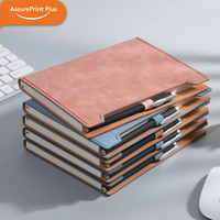 Carnet de notes professionnel en cuir PU avec logo personnalisé en creux, porte-stylo, journal d'écriture de bureau, coffret cadeau à couverture rigide