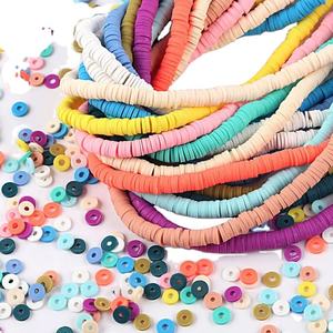 Perles d'argile polymère souple de couleur pure perles faites à la main pour la fabrication de bijoux de collier de bracelet - Product Image 1