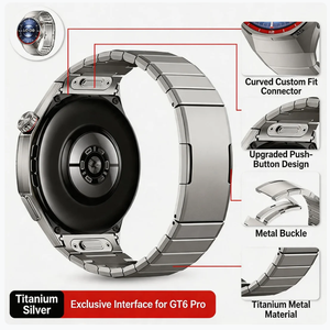 Lichtgewicht <span class=keywords><strong>titanium</strong></span> metalen horlogeband voor Huawei <span class=keywords><strong>GT</strong></span> 6 <span class=keywords><strong>Pro</strong></span>, snel verwisselbare push-pin luxe sportband, 22 mm <span class=keywords><strong>titanium</strong></span> horlogeband - Product Image 3