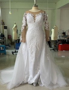 Vestidos de Novia Sirena Blancos/Marfil 2022, Elegantes Vestidos de Novia con Apliques de Encaje de Lujo, <span class=keywords><strong>Vestido</strong></span> de Novia Elegante para Mujer - Product Image 6