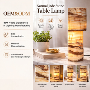 Lámpara de Mesa Decorativa Vintage con Patrón de Jade Natural para Hotel, Dormitorio, Mesita de Noche, Pasillo, Estudio, Hogar, Iluminación Interior - Product Image 6