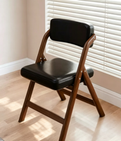 Chaise de salle à manger moderne en cuir rembourrée, dossier en bois, pieds en métal, écologique, durable, pliable, revêtement amovible, pour la maison