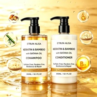 ETRUN ALISA Perawatan Rambut Keratin Minyak Bambu Batana Shea Butter Kondisioner 300ml Menutrisi Kulit Kepala Memperbaiki Rambut Kusut Label Pribadi