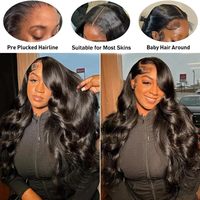 Coolhair Perruque Lace Front HD sans colle en cheveux humains Remy brésiliens, Densité 200%, Longue, avec Baby Hair, Double Drawn, Ondulation Body Wave