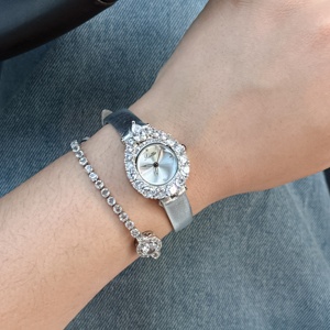 <span class=keywords><strong>Montre</strong></span> pour <span class=keywords><strong>femme</strong></span> Scottie 9860, design luxueux en zircon en forme de larme, élégante, résistante à l'eau, en cuir et acier inoxydable - Product Image 6