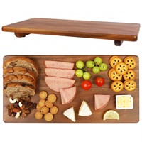 Luxuriöse Sushi-Platte aus Massivem Akazienholz mit Erhöhtem Sockel Langlebiges Beidseitig Verwendbares Servierbrett für Steak, Vorspeisen und Party-Buffet
