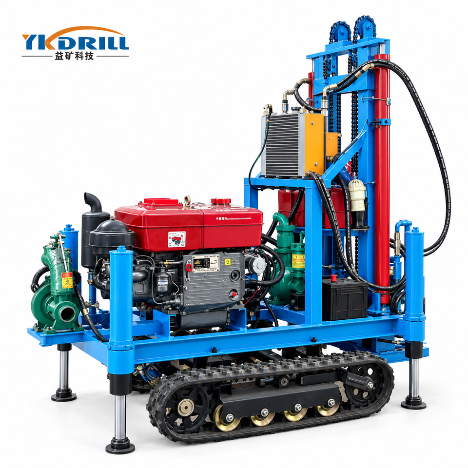 Well Water Model Diesel Water Well Drilling Rig Crawler Track Borehole Drill Machine ...