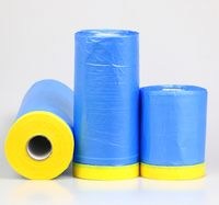 Film de protection Transparent anti-poussière pour meubles, ruban de masquage pré-collé, rouleau de peinture, film de masquage bleu