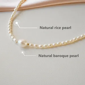 simple retro tiny 3-4mm aaa 14k gold filled White baroque Jewelry real choker natural freshwater pearl necklace