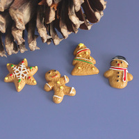 Modello 3D in Resina Dipinta a Mano a Tema Uomo Pan di Zenzero Natalizio, Cabochon Flatback per Scrapbooking Fai da Te, Creazione Gioielli e Decorazione Telefono - Vendita Calda