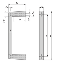 Poignée avant ZSTC C-BOX MultipacPRO, monobloc, largeur 10 mm, 5U 20860-260 20860260