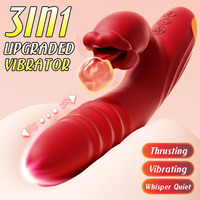Vibrador de clítoris y punto G 3 en 1, juguete sexual de silicona realista con 9 modos de empuje y 9 vibraciones, dildo con lengua vibradora.