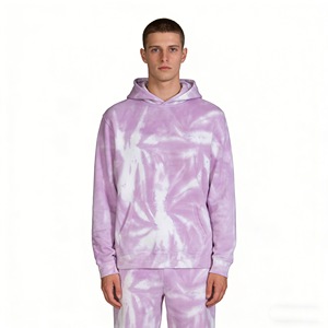 Sweat à capuche pour homme à bas prix avec logo imprimé, technique de teinture tie-dye et mélange de tissus, 100% coton, molleton et tissu éponge français, vêtements pour homme - Product Image 4