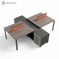 LEADCOM Poste de travail modulaire moderne et écologique pour 4 personnes, face à face, avec rangement, bureaux informatiques, design double face