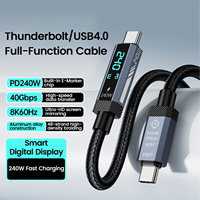 Cable USB4.0 Tipo C de 240W con Pantalla Digital, Transferencia Rápida de Video 8K 16K 60Hz 120Hz para Teléfono, TV, Xbox, Laptop