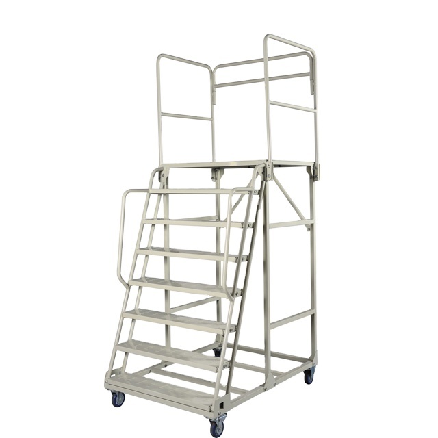 Heavy Duty Collapsible Industrial Steel Rolling Picker Cart Step Ladder Cart