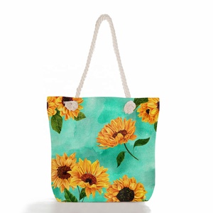 Fabricantes Venda Direta Floral Impresso Armazenamento Único Ombro Grande Capacidade Viagem Tote Saco De Praia com Bolsos Dentro - Product Image 1