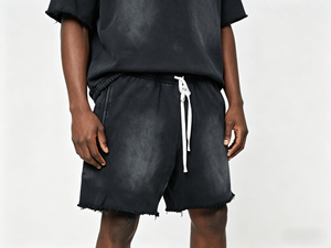 2026 Summer Heavyweight 320 GSM French Terry 100% Cotton Streetwear Vintage Acid Wash Shorts for Men - Product Image 4