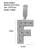 Pendentif Lettre Hiphop en Moissanite, Argent 925, Testeur de Diamant Inclus, Bijoux VVS, Pendentif Moissanite Personnalisé