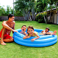 Großhandel OEM Sommer PVC Kinder Mehrfarbiger Zweiring-Aufblaspool Tragbarer Schwimmpool mit Anpassbarem Farblogo für Tauchspielzeug