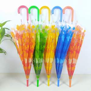 Parapluie transparent en EVA avec logo personnalisé, manche long, ouverture semi-automatique, imprimé feuille d'érable, 23 pouces, imperméable, équipement de pluie, vente en gros - Product Image 2
