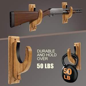 Soporte de Pared para Armas de Fuego, Paquete de 4, Soporte de Pared para Rifles y <span class=keywords><strong>Escopetas</strong></span>, Soporte de Exhibición de Armas de Madera Maciza para Cuarto de Caza Interior - Product Image 2