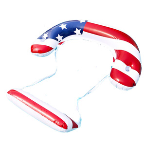 Inflatable Water Float American Flag Design 165x80cm Net <b>Backrest</b> Floating Lounger Pool Chair - Product Image 4