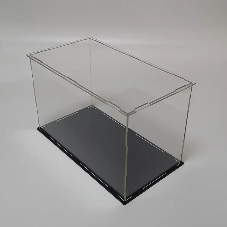 Custom acrylic baseball display boxes with black lid removable assemble rectangle square plexiglass acrylic box display case