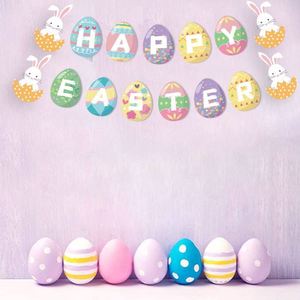Décorations suspendues en spirale, lapin mignon, œufs, poussin, carotte avec bannière pour la décoration de fête de Pâques 2023 - Product Image 2