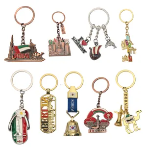 Tùy chỉnh 3D thép không gỉ kim loại du lịch lưu niệm Keychain với laser logo có sẵn trong Tây Ban Nha cancun Canada Miami Egypt Móc chìa khóa