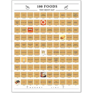 Top 100 Foods Scratch Off Poster-film di tutti i tempi elenco dei secchi, i migliori alimenti per la famiglia da mangiare