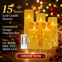 Prêt à expédier : 5 bougies LED en acrylique à effet de flamme 3D scintillante avec télécommande et fil de cuivre, idéales pour la décoration de Noël