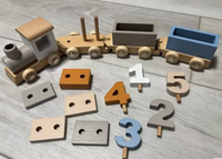 Train en blocs de bois personnalisé, jouet pour enfants, cadeau d'anniversaire pour enfants