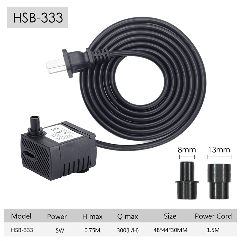 HSB-333 (300L/H,5W,Lift of 0.75m), Noir