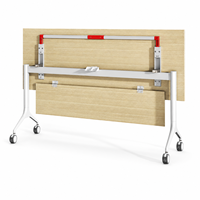 Table d'écolier moderne convertible, extensible, mobile, à plateau rabattable, connectable, pliable, avec roulettes, filet porte-livres et porte-gobelet