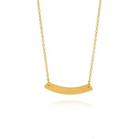 Nuevo Estilo de Collares de Oro de 18k para Grabar, Collares de Acero Inoxidable con Letras, Collares Personalizados con Colgante de Tira Larga Curvada