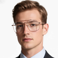 Lunettes de soleil rétro à double pont, design miroir, métal de haute qualité