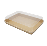 Tapa para Bandeja de Sushi de Papel Kraft Reciclable y Desechable, Personalizada, Sostenible, con Recubrimiento UV, Laminado Mate y Grabado en Relieve, para Fideos y Dulces