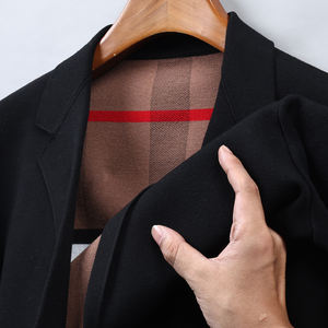 Chaqueta Cárdigan de Punto de Color Sólido con Bolsillo y Botón Único, Traje Casual de Alta Calidad para <span class=keywords><strong>Hombre</strong></span>, Otoño Invierno 2025, Blazers con Logotipo Personalizado - Product Image 4