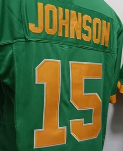 Klaar Om Te Verzenden Tez Johnson Groene Beste Kwaliteit Gestikt American College Football Jersey - Product Image 1