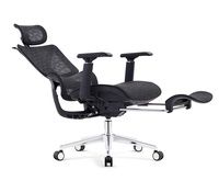 Chaise de bureau ergonomique moderne en maille avec soutien lombaire réglable, dossier haut, accoudoirs 3D relevables, base pivotante à mémoire de forme