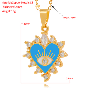Collar de Corazón con Ojo Turco Bañado en Oro de 18K, Colgante de Esmalte Colorido, Joyería Fina con Circonitas para Mujer, Protección, Regalo de la Suerte, de Moda - Product Image 4